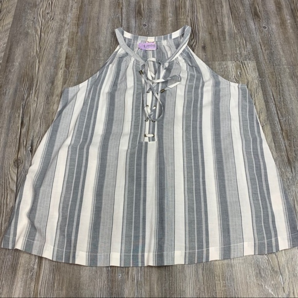 Faded Glory White Gray High Neck Tank Size Medium